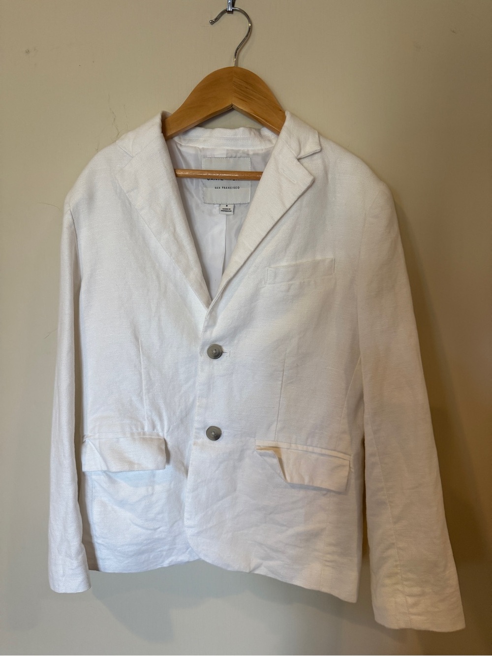 White Linen Blend Tailored Jacket - Kids